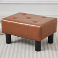 Small Foot Stool Ottoman, Faux Leather Footstool Ottoman Foot Rest for Couch, Rectangle Footstools and Ottomans Small for Living Room, Entryway and Bedroom (Bright Brown)
