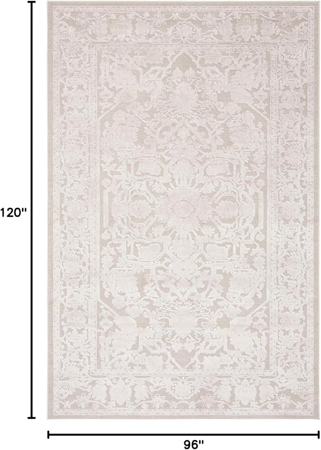 SAFAVIEH Area Rug 8x10 - Reflection Collection - Large - Cream & Ivory, Non-Shedding & Easy Cleaning, Ideal for Living Room, Bedroom, Dining Space (RFT665D)