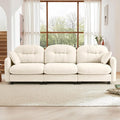 107" Sofas for Living Room, Comfy Chenille Fabric Cloud Sectional Couch, Modern Upholstered Deep Seat Sofa with Armrest Pillow, 3 Seater Couch for Small Spaces Apartment, Beige