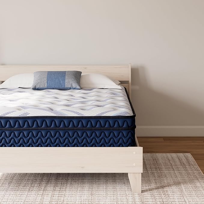 Signature Design by Ashley California King Size Stack 12 Inch Hybrid Medium Plush Cooling Gel Infused Memory Foam Mattress for Pressure Relief, Fiberglass Free, Mattress in A Box