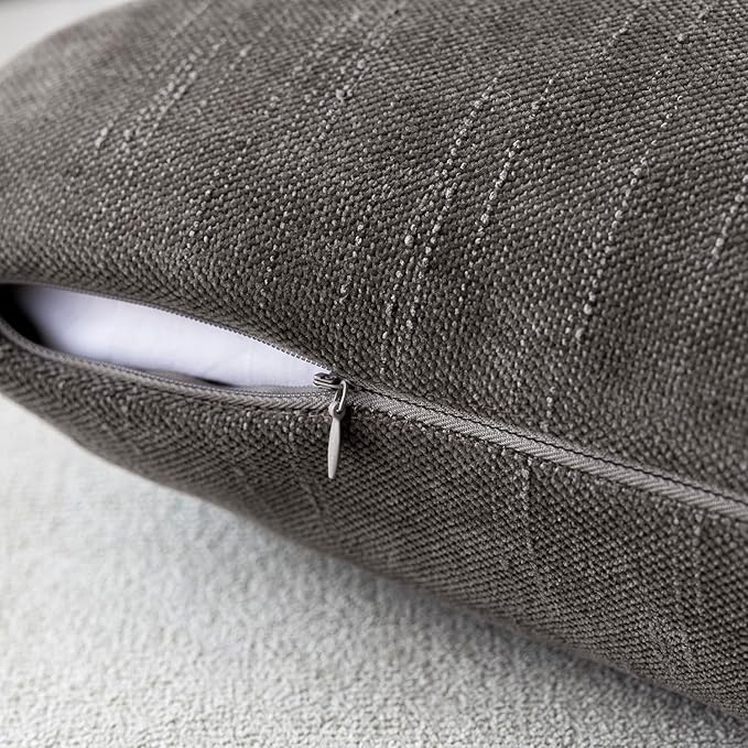 Foindtower Pack of 2 Soft Textured Throw Decorative Pillow Covers Square Accent Solid Cushion Cover Cozy Farmhouse Pillow Case with Zipper for Couch Sofa Bedroom Living Room 20x20 Inch, Charcoal