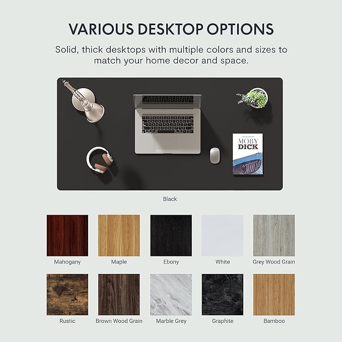 FLEXISPOT EN1 Whole Piece Standing Desk 55 x 28 Inches Stand Up Desk for Workstation and Home Office (Black Frame + 55" Black Top, 2 Packages)