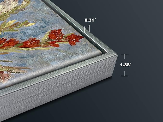 Wieco Art Framed Wall Art Vase with Gladioli and China Asters by Van Gogh Modern Floral Canvas Prints Artwork Abstract Flowers Pictures on Canvas for Living Room Home Decorations