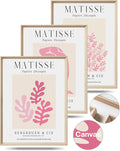 Framed Matisse Pink Canvas Wall Art,Abstract Matisse Canvas Wall Decor,16x12IN High Framed Wood Design Prints,Minimalist Wood Frame Posters for Living Room,Bedroom,Bathroom Set of 3