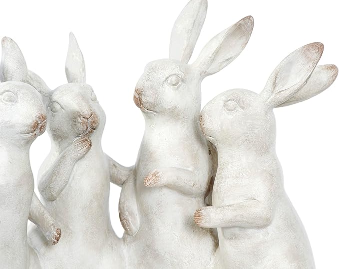 Creative Co-op EC0147 Whitewashed Polyresin Bunny Rabbit Quartet Figures and Figurines, White