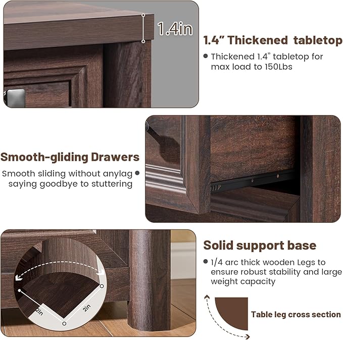 Farmhouse Walnut 6 Drawers Dresser for Bedroom, 52" Wide Chest of Drawers with Metal Knobs, Vintage Wooden Dresser TV Stand, Closet Drawer Organizer for Bedroom, Nursery