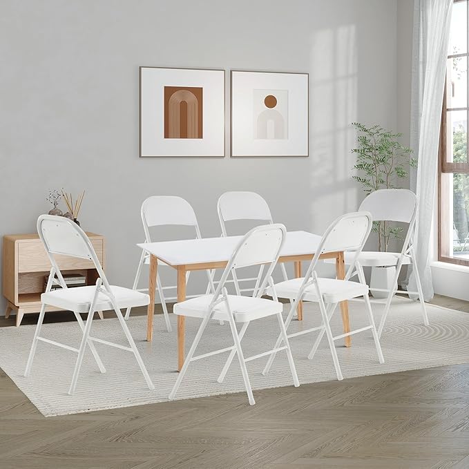 White Folding Chairs 20 Pack with Comfortable Cushion and Back, Portable & Foldable Indoor Outdoor Chairs with Durable Metal Frame for Office/Party/Events/Kitchen/Dinning/Wedding, 330lbs Capacity