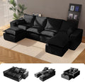 137" Comfy Cloud Couch with U-Shape Chaise & Deep Seat, Modular Sectional Sofa in a Box, Boneless Upholstered Couches for Living Room, No Assembly Required (Soft Corduroy, Black)
