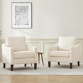 VKNOW Mid Century Modern Accent Chairs Set of 2, Upholstered Living Room Chairs Armchair for Bedroom, Comfy Reading Accent Chairs with Wood Legs for Living Room, Beige