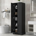 Tall Freestanding Storage Cabinet, Multi-Purpose Floor Organizer with 2 Doors & 5 Adjustable Shelves for Bathroom, Office, Living Room, Black