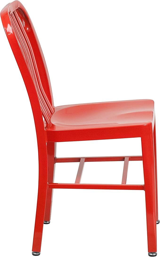 Flash Furniture Gael Indoor/Outdoor Modern Metal Dining Chairs, Commercial-Grade Galvanized Steel Restaurant Chairs, Set of 2, Red