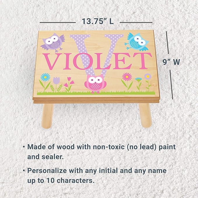 Let’s Make Memories Personalized My Own Name Step Stool - Children’s Step Stool - Sturdy Wood – Non-Toxic Paint, Sealer - Mermaid Design - White - 14’Wx9.25”Lx8.75”H - Ages 3+