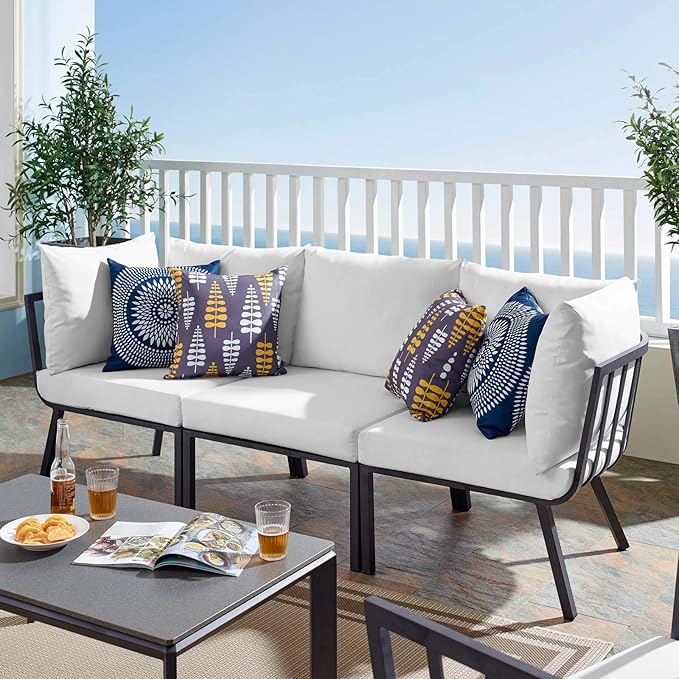 Modway Riverside Outdoor Furniture, 3-Piece Set, Gray White