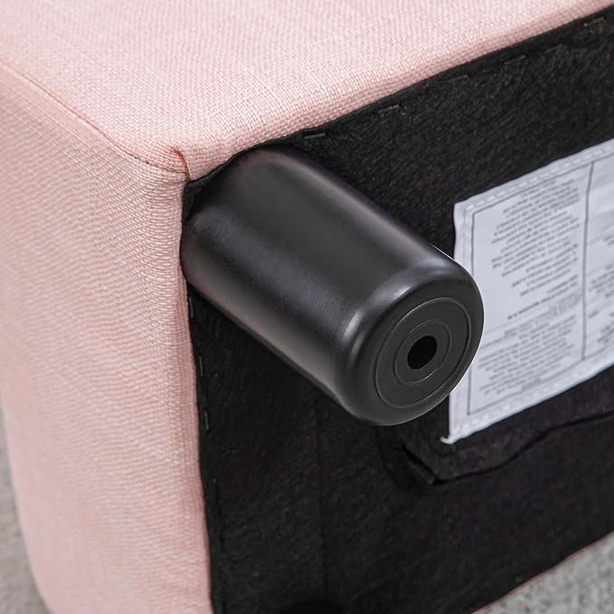 HOMCOM Ottoman Foot Rest, Small Foot Stool with Linen Fabric Upholstery and Plastic Legs, Cube Ottoman for Living Room, Pink