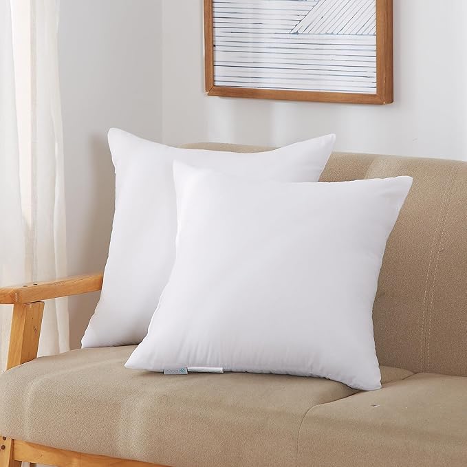 Acanva 28x28 Throw Pillow Inserts Set of 4, Premium Polyester Fiber Fill Square Sham Stuffer Cushion for Sofa, Bed, Couch and Chair, Machine Washable, 28x28 Inch(for 26x26 Cover), White 4 Count
