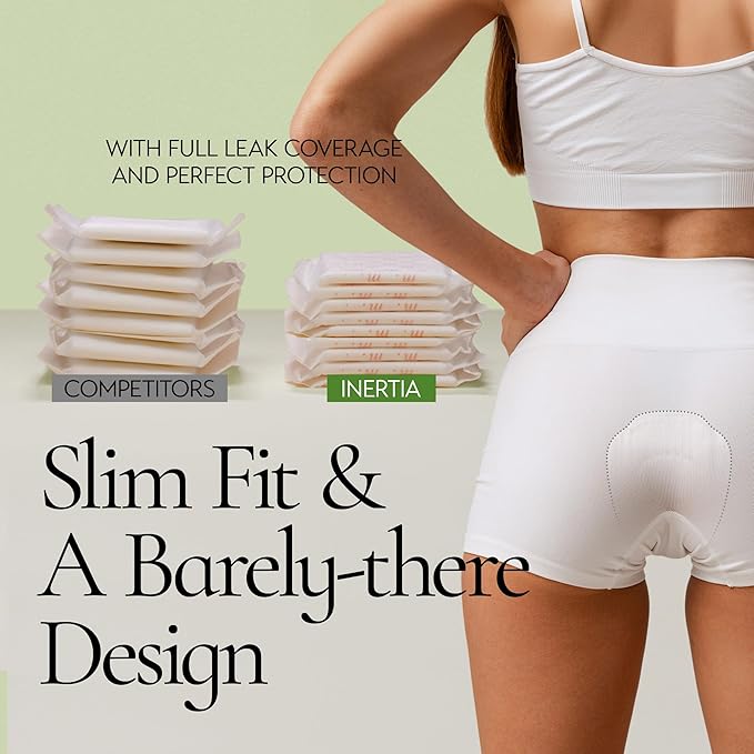 INERTIA The Prism White – Truly Organic Ultra Thin & Leak-Proof Organic Cotton Korean Pads with Wings | Heavy Absorbency | Hypoallergenic, Super Absorbent, Chlorine-Free & Fragrance-Free (40 Count)