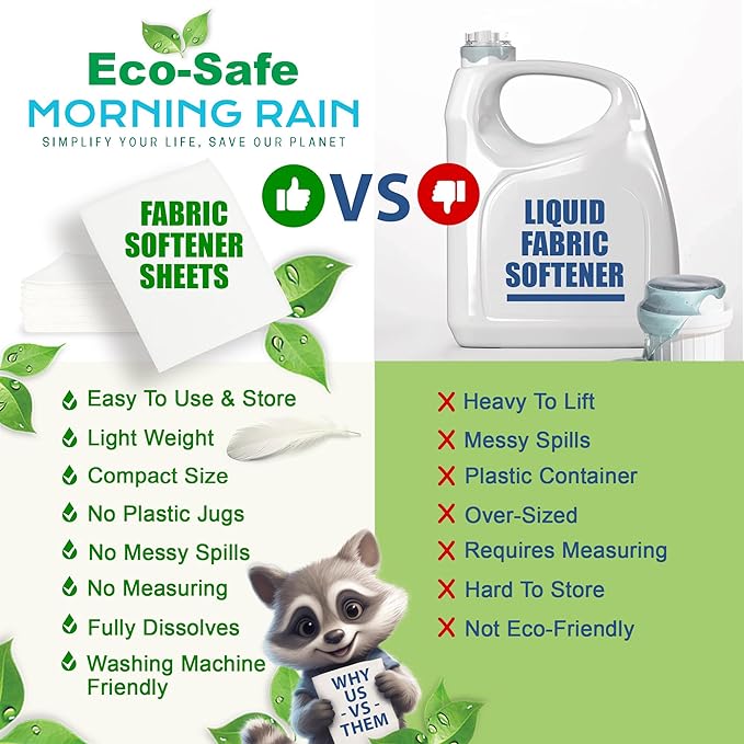 MorningRain Eco-Safe Laundry Detergent Sheets - Ingredients from Finland,Natural Scent, Bio-Enzyme Formula, Power Clean, 90 Sheets (Up to 180 Loads) - Non-Toxic, Preservative-Free, Designed in USA