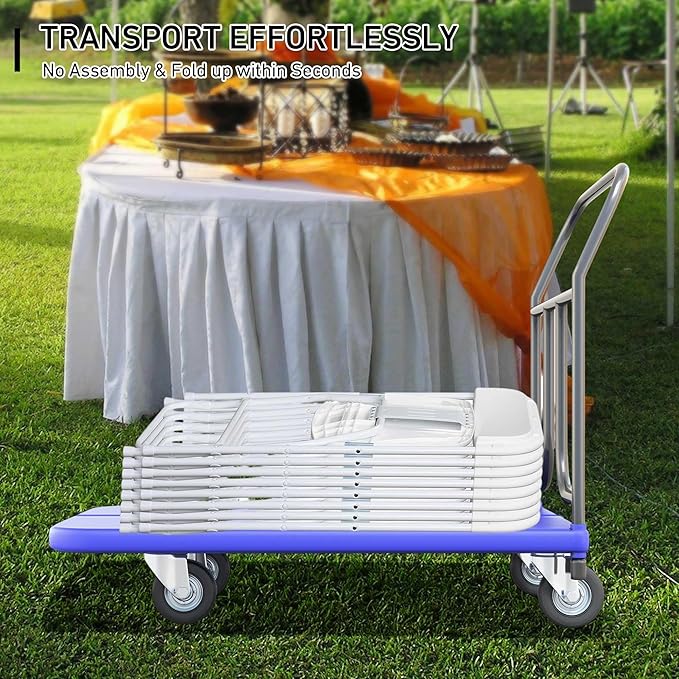 20 Pack Plastic White Folding Chairs with 350-LBS Capacity, Portable Indoor Outdoor Chairs, Foldable Commercial Seat with Steel Frame for Office, Party, Events, Wedding, Kitchen & Dinning
