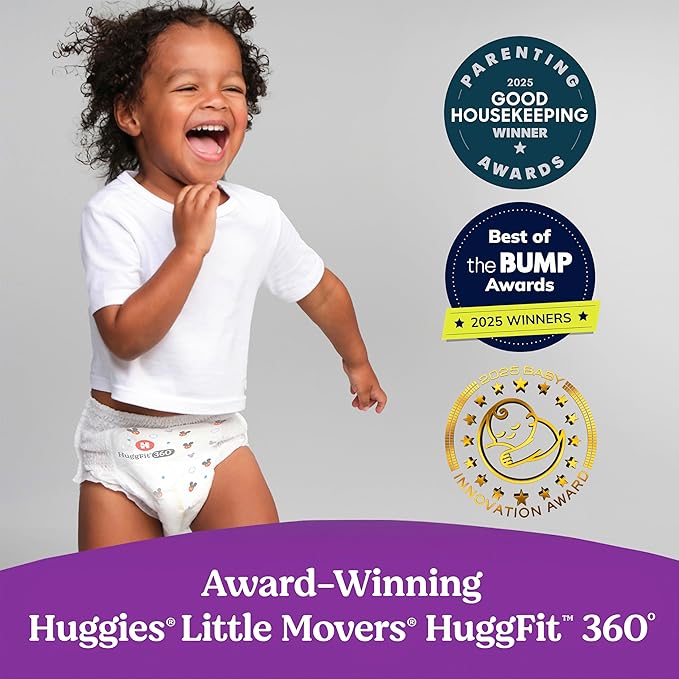 Huggies Size 3 Baby Diapers, Little Movers HuggFit 360° Baby Diapers with 360° Waistband, Size 3 (16-28 lbs), 136 Count, Packaging May Vary
