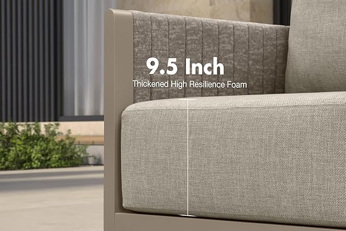 PURPLE LEAF 10 Pieces Patio Conversation Sets with Coffee Table All Weather Outdoor Couch Sectional Set with Cushion Small Conversation Set for Garden Poolside Backyard Beige