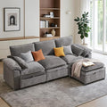 100" L Shaped Modular Sectional Sofa, Couch with Ottoman Storage, Chenille Cloud Couch with Plush Deep Seating for Living Room, Bedroom (Light Grey, 4 Seat)