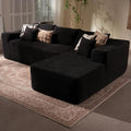 106" Cloud Sectional Couch with Chaise Lounge,L Shaped Modular Modern Sofa,Comfy Corduroy Fluffy Sofa with Deep Seat,No Assembly Required Couch for Living Room(Right,Stripe Corduroy,Black)