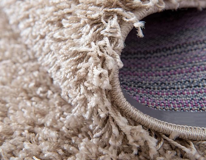 Unique Loom Solid Shag Collection Area Rug (2' 6" x 13' 1" Runner, Taupe)