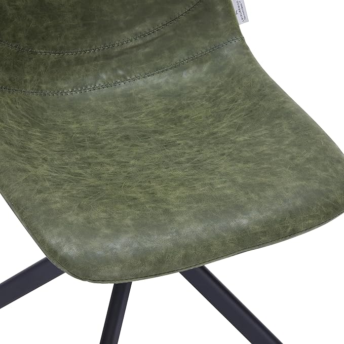 LeisureMod Markley Swivel Leather Dining Side Chair with Durable Iron Legs – Comfortable Accent Chair for Kitchen, Dining Room, or Office Set of 4