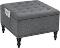 Square Ottoman with Storage Tufted Upholstered Storage Ottoman Square Coffee Table Ottomans with Legs 28’’ Large Fabric Footrest Ottomans Stool with Lift Top for Living Room Grey