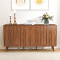 59" Buffet Cabinet with Storage, Modern Accent Sideboard Storage Cabinet with 4 Doors & Carving Lines, Wooden Coffee Bar Table Console for Living Room Kitchen Office and Hallway (Walnut)
