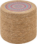 Wimarsbon 18'' Ottoman Pouf, Natural Braided Poof, Rustic Handweave Lounge Pouffe, Boho Footrest Stool for Bedroom, Accent Table for Living Room (18inch Natural Cattail-Boho Style 1)