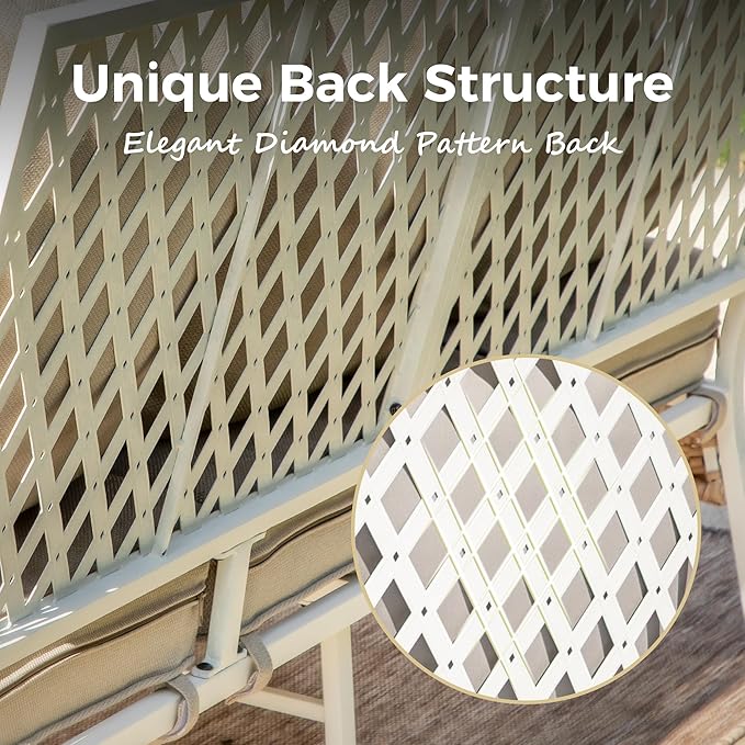 Patio Furniture Sofa, 3-Seat Patio Sofa Steel Frame Outdoor Sectional Couch with Deep Seating and 5.5” Cushions for Lawn Backyard Porch Deck, Beige