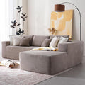 106" Cloud Sectional Couch with Chaise Lounge,L Shaped Modular Modern Sofa,Comfy Corduroy Fluffy Couches with Deep Seat,No Assembly Required Couch for Living Room(Right,Stripe Corduroy,Camel)