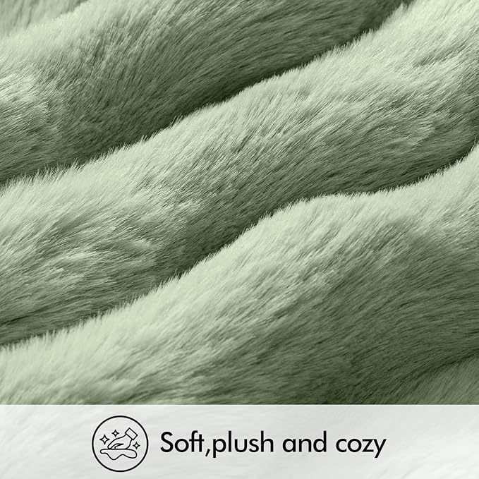 MIULEE Faux Fur Pillow Covers Thick Soft Plush Throw Pillows Luxury Home Decor for Couch Bed Bedroom Living Room Sofa,18x18 Inch Pack of 2 Sage Green