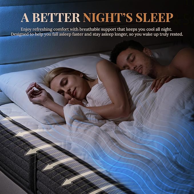 CH CHARME HOUSE Queen Mattress 10 Inch Hybrid Mattresses in a Box, Medium Feel Foam and Individual Pocket Springs, Fiberglass Free Mattress, Extra Edge Support, Pressure Relief, CertiPUR-US