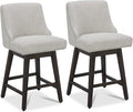 CHITA Counter Height Swivel Bar Stools Set of 2, FSC Certified Upholstered Counter Stools, Modern Swivel Barstools with Wood Legs for Kitchen Island, 26" Seat Height, Fabric in Ivory