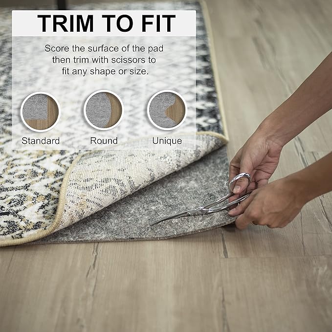 Mohawk Home 2' x 8' Non Slip Grip Rug Pad 1/2" Thick Dual Surface Felt Cushion + Rubber Gripper - Safe for All Floors