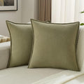 FUTEI Olive Green Chenille Throw Pillow Covers 24x24 Inch Set of 2,Edges Double-Stitched European Cushion Cases,Modern Home Decor for Couch Living Room