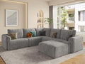 EASE MOOSE Boneless Modular Cloud Couch, Oversized U-Shaped Sectional Sofa for Living Room with Ottoman, Extra Large Movable Couches, 6-Deep-Seat Sofas for Bedroom, Apartment, Chenille (Light Grey)