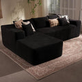 106" Cloud Sectional Couch with Chaise Lounge,L Shaped Modular Modern Sofa,Comfy Corduroy Fluffy Sofa with Deep Seat,No Assembly Required Couch for Living Room(Left,Stripe Corduroy,Black)