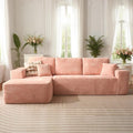106" Cloud Sectional Couch with L-Shape Chaise, No Assembly Modular Sofa, Deep Seat Plush Corduroy Boneless Couched for Living Room (Pink Plush Corduroy, Left Facing Chaise)
