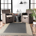 nuLOOM 3'6" x 5' Outdoor Area Rug, Casual Design With Striped Border, Stain Resistant, Highly Durable, For Patio, Balcony, Bedroom, Living Room, Dining Room, Bathroom, Dark Grey