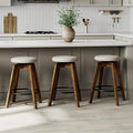Thor Wicker Counter Height Wooden Counter Stool with Hand-Knitted Rope, K/D, Backless Island 24" Wicker Stool for Kitchen, Solid Wood (3, Swivel Counter Stool - Walnut)