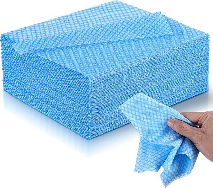 200 PCS Disposable Dish Cloths Reusable Blue Cleaning Towels Multi-Purpose Absorbent Handy Wipes for Kitchen, Countertops, Bathroom, Office, 13.7x15.7 Inch