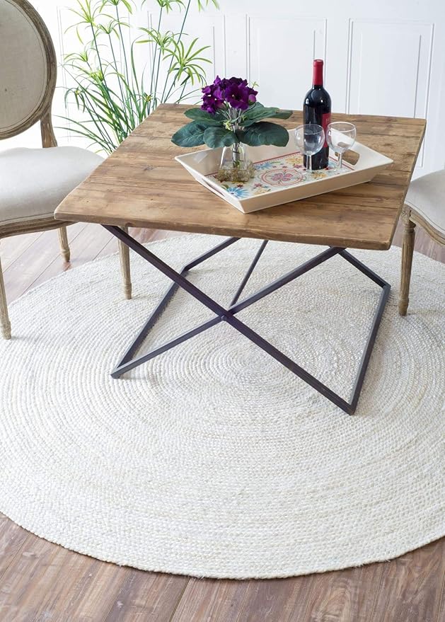 nuLOOM 3x5 Rigo Jute Hand Woven Area Rug, Off White, Solid Farmhouse Design, Natural Fiber, For Bedroom, Living Room, Dining Room, Hallway, Office, Kitchen, Entryway