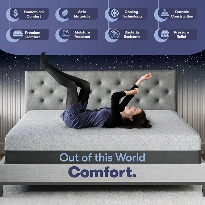 Celestial Sleep Gel Memory Foam Mattress in a Box, Made in The USA, CertiPUR-US® Certified Foam, Oeko-Tex, and Fiberglass-Free Certified Bed, 10 inch Medium - King