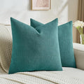 FUTEI Teal Decorative Throw Pillow Covers 16x16 Inch Set of 2,Soft Cozy Wheat Ear Striped Patterns Cushion Cases,Modern Home Decor for Couch Bed Living Room