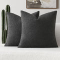 FUTEI Pack of 2 Dark Grey Decorative Throw Pillow Covers 20x20 Inch Soft Cozy Solid Boucle Textured Cushion Case,Modern Home Decor for Couch Bed Living Room