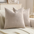 FUTEI Oatmeal Velvet Throw Pillow Covers 20x20 Inch Set of 2,Soft Embossed Leaf-Relief Textured Cushion Cases,Natural Home Decor for Couch Living Room