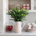 2PCS Artificial Pine Branches with Red Berry Pine Cones Artificial Needles Branches Greenery Stems Fake Greenery Floral Arrangements